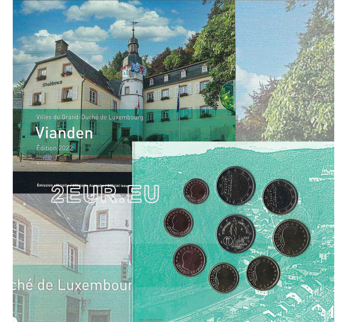 Lussemburgo euro set BU 2022 - Vianden - 50 anni di bandiera lussemburghese