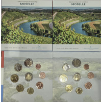 Lussemburgo euro set BU 2025 - Città di Moselle - 2 Euro Schuman + 25° del trono di Henri