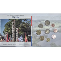 Lussemburgo euro set BU 2025 - Città di Moselle - 2 Euro Schuman + 25° del trono di Henri