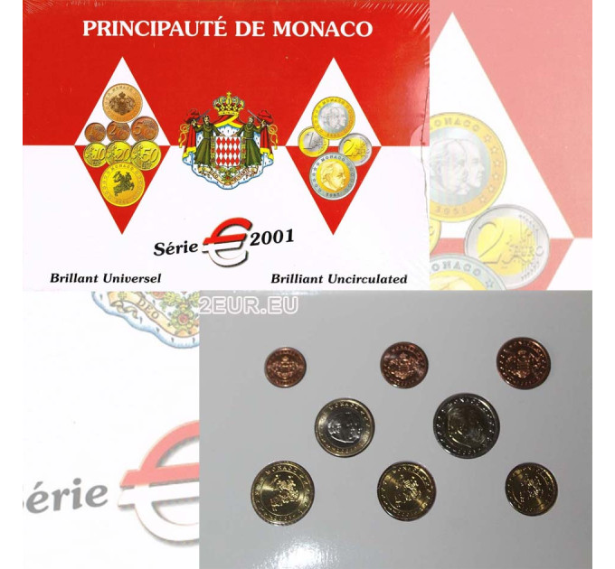 Monaco FDC set 2001 - Serie di monete in euro