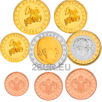 Monaco UNC set 2001 - Serie di monete in euro