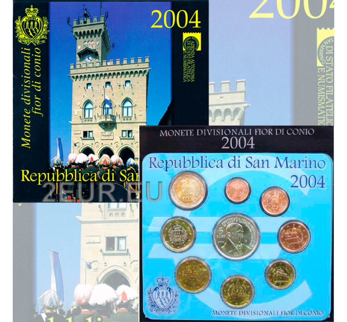 San Marino Euro set BU + Moneta Argento da 5 euro 2004