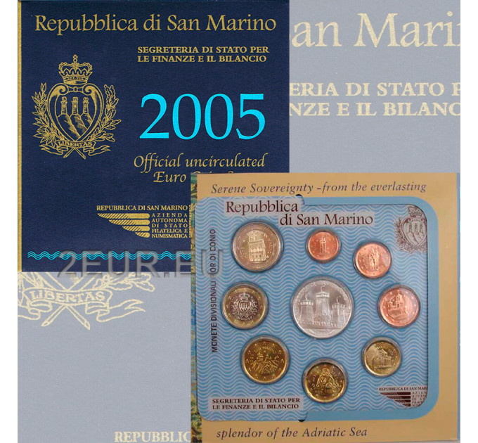 San Marino Euro set BU + Moneta Argento da 5 euro 2005