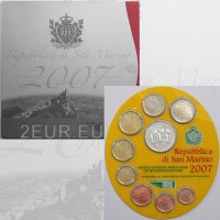 San Marino Euro set BU + Moneta Argento da 5 euro 2007