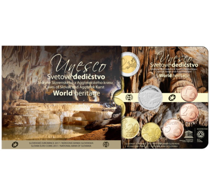 Slovacchia Serie di monete in euro FDC 2017 - UNESCO in Slovacchia - Grotte del Carso slovacco