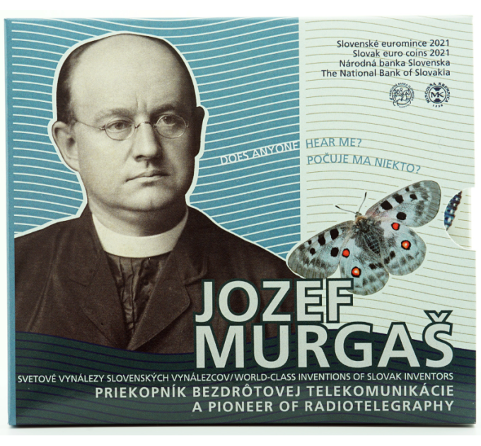 Slovacchia Serie di monete in euro FDC 2021 - Invenzioni mondiali degli inventori slovacchi - Jozef Murgas - Pioniere delle telecomunicazioni senza fili