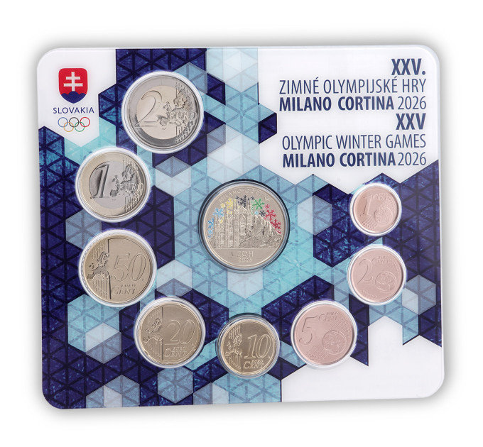 Slovacchia Serie di monete in euro FDC 2026 - Olimpiadi invernali, Milano - Cortina