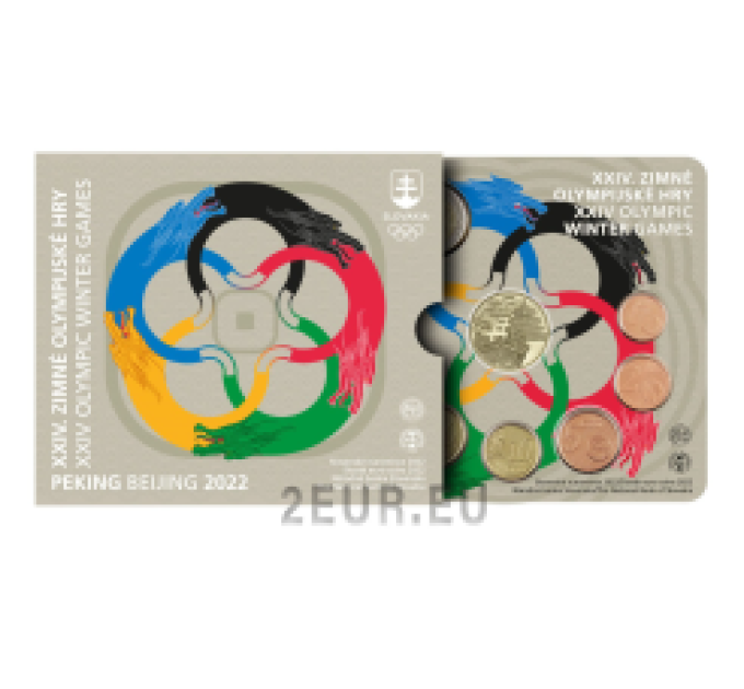 Slovacchia Serie di monete in euro FDC 2022 - Giochi Olimpici Invernali - Pechino 2022
