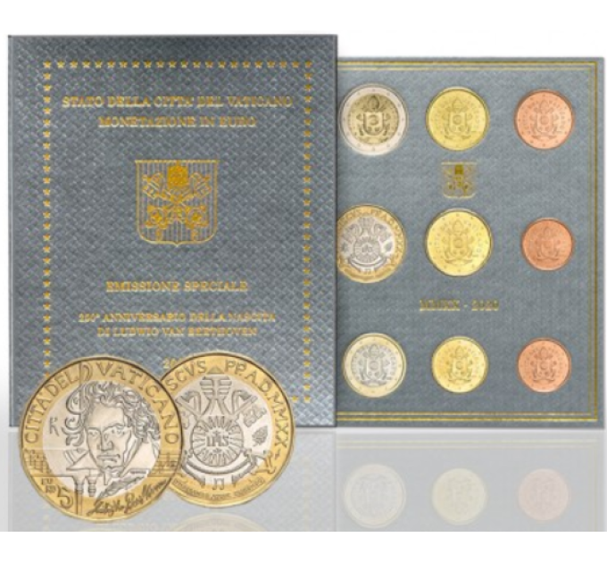 Vaticano set BU + 5 EURO 2020 - 250° anniversario della nascita di Ludwig van Beethoven