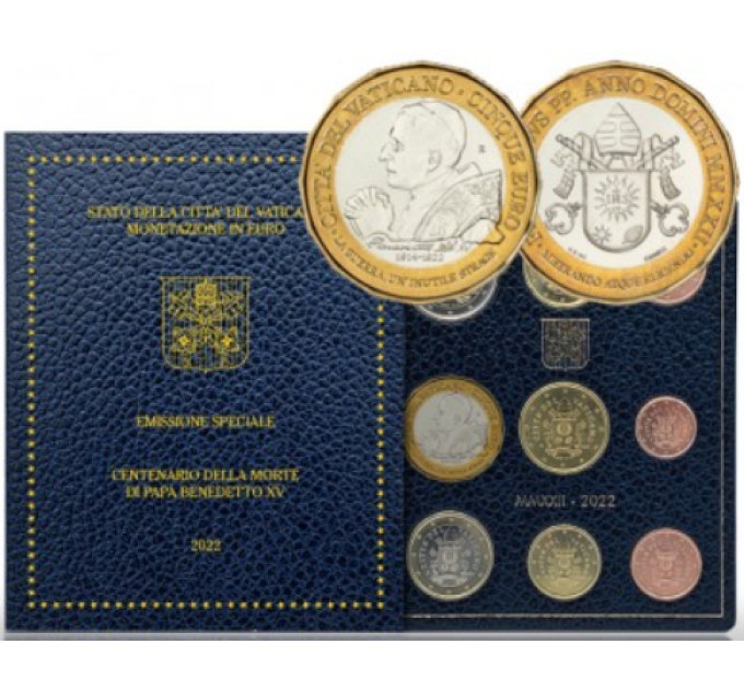 Vaticano set BU + 5 EURO 2022 - 100° Anniversario della Morte di Papa Benedetto XV