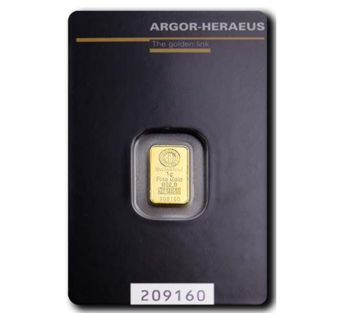 1g Lingotto d'oro Argor Heraeus