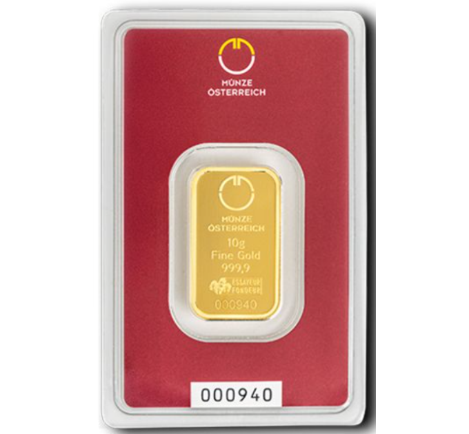 10g Lingotto d'oro Austrian Mint