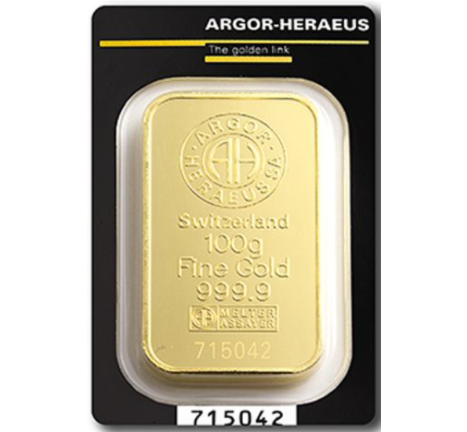 100 g Lingotto d'oro Argor Heraeus