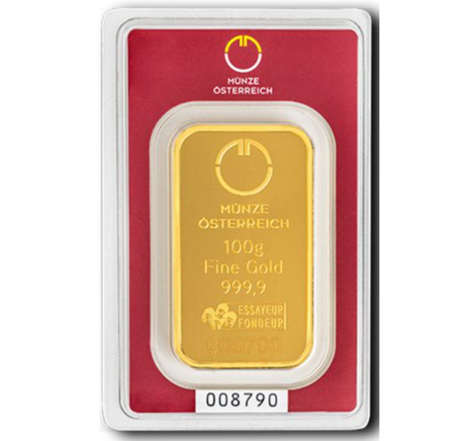 100 g Lingotto d'oro Austrian Mint