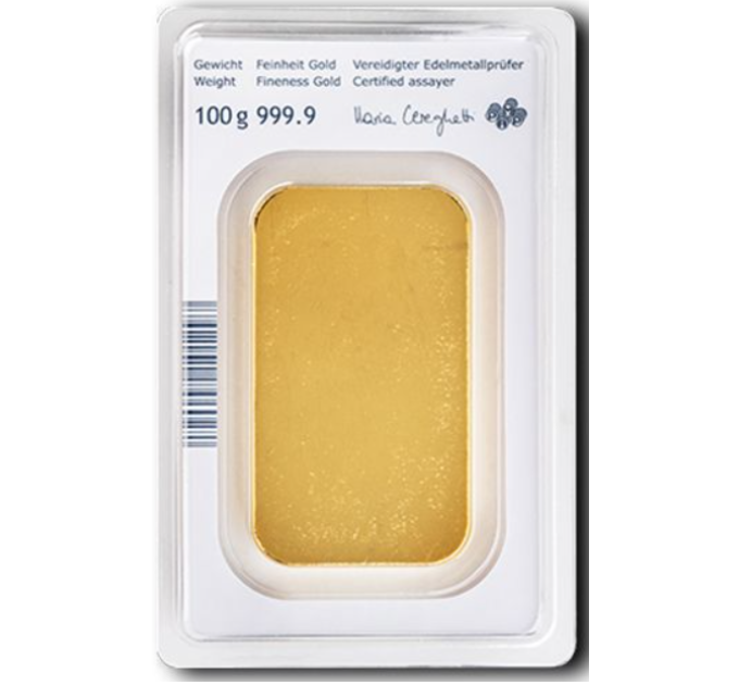 100 g Lingotto d'oro Austrian Mint