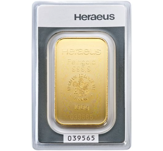 100 g Lingotto d'oro Heraeus