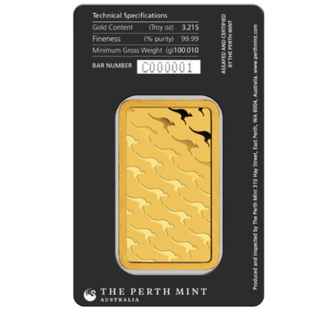 100 g Lingotto d'oro Perth Mint