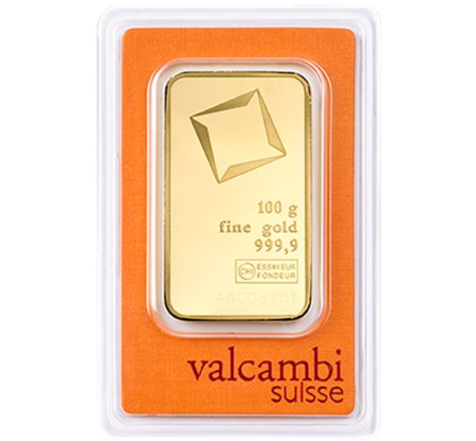 100 g Lingotto d'oro Valcambi