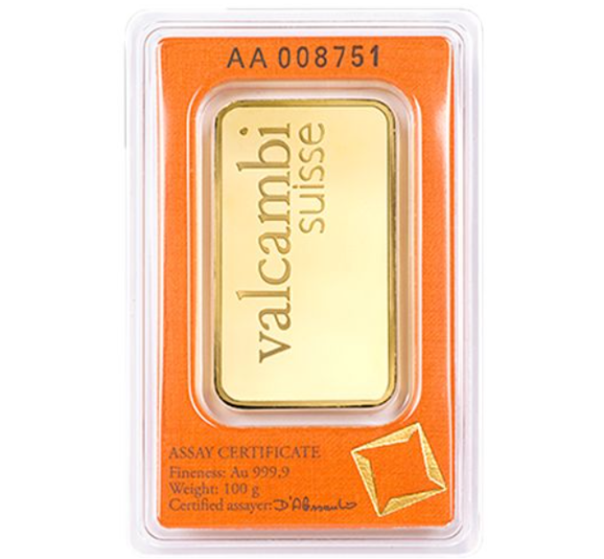 100 g Lingotto d'oro Valcambi