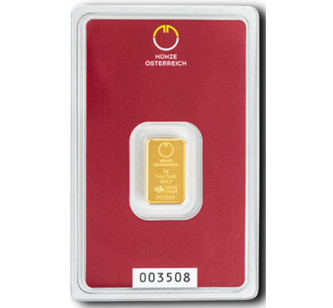 2g Lingotto d'oro Austrian Mint