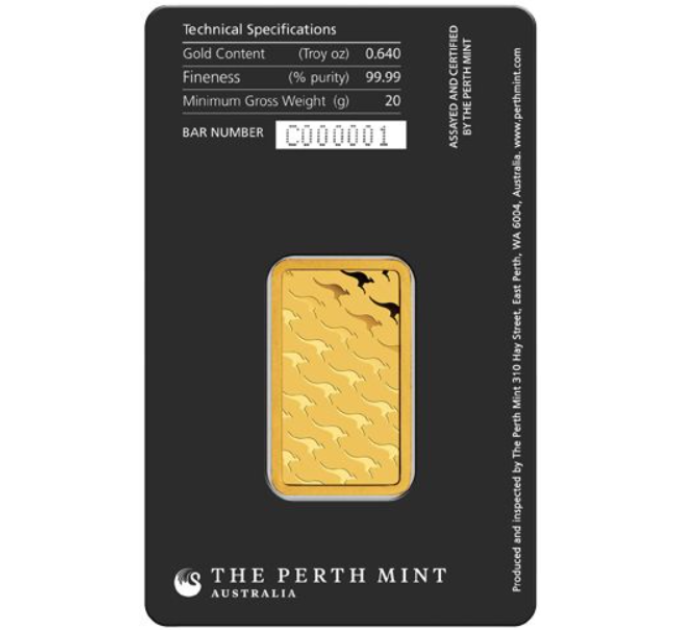 20g Lingotto d'oro Perth Mint