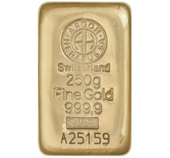 250 g Lingotto d'oro Argor Heraeus