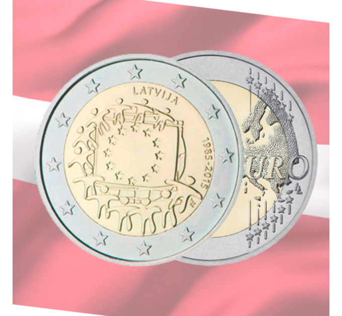 Lettonia 2 euro UNC 2015 - 30 anni della bandiera dell'UE