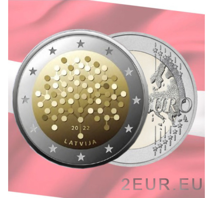 Lettonia 2 euro UNC 2022 - 100 anni Banca di Lettonia
