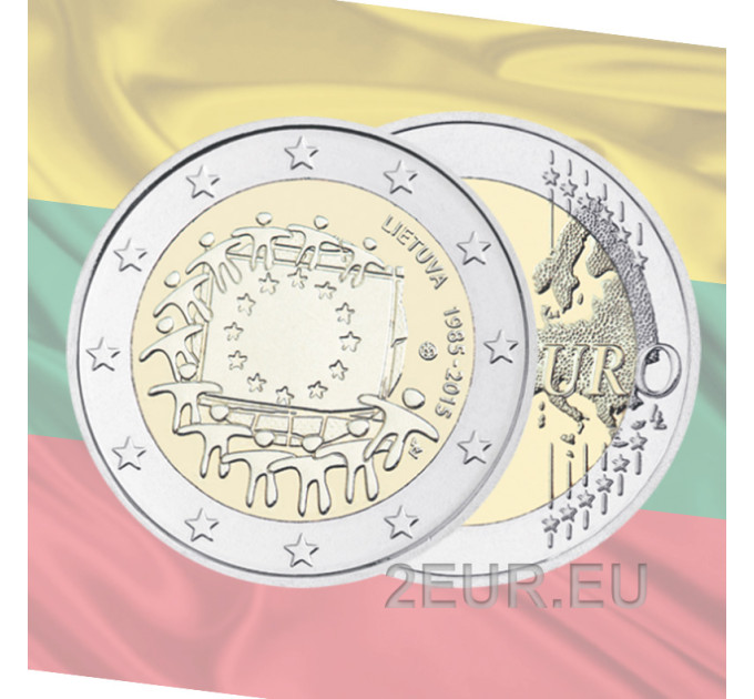 Lituania 2 euro UNC 2015 - 30 anni della bandiera dell'UE