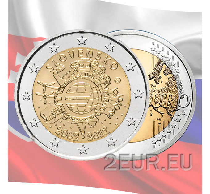 Slovacchia 2 euro UNC 2012 - 10 anni di Euro Cash