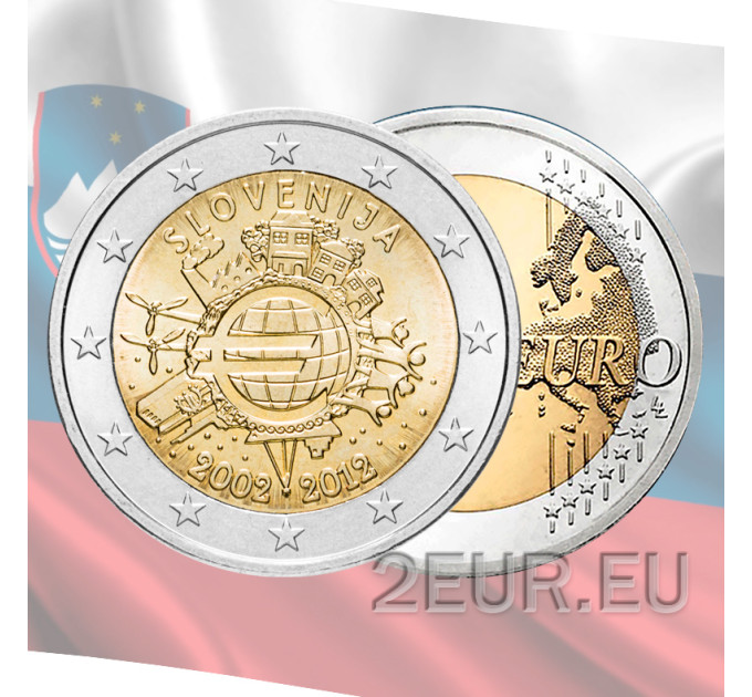 Slovenia 2 euro UNC 2012 - 10 anni di euro contanti