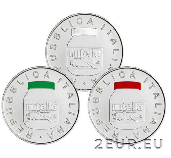Italia 5 euro argento BU 2021 - Nutella trittico