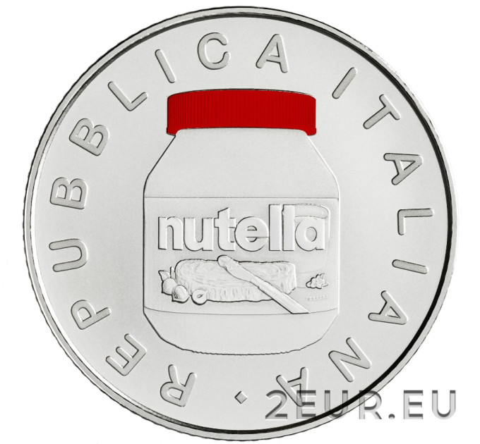 Italia 5 euro argento BU 2021 - Nutella Rosso